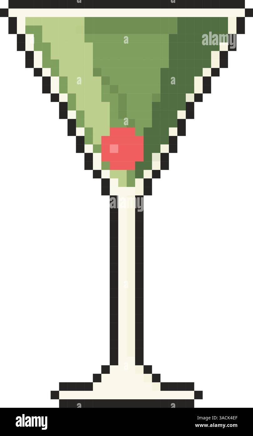 Pixel art cocktail icon in 8 bit style. Retro 80s,90s video game ...
