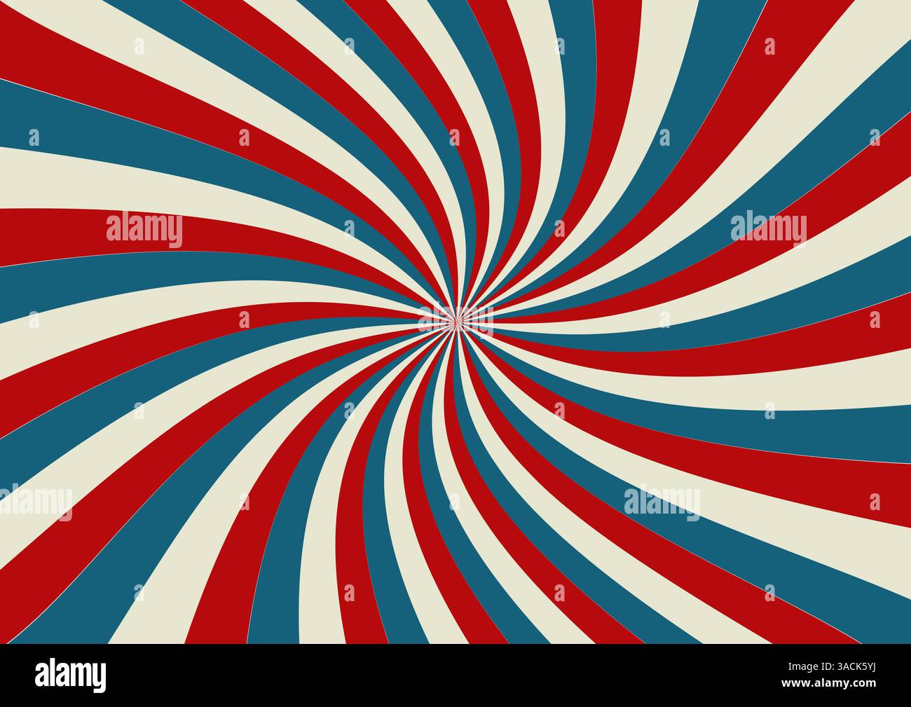 Red, blue, and white spiral optical illusion pattern Stock Vector