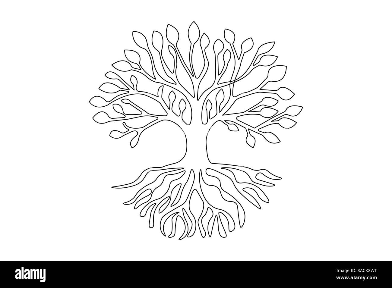 Tree roost one line drawing of minimalist vector icon with black and ...