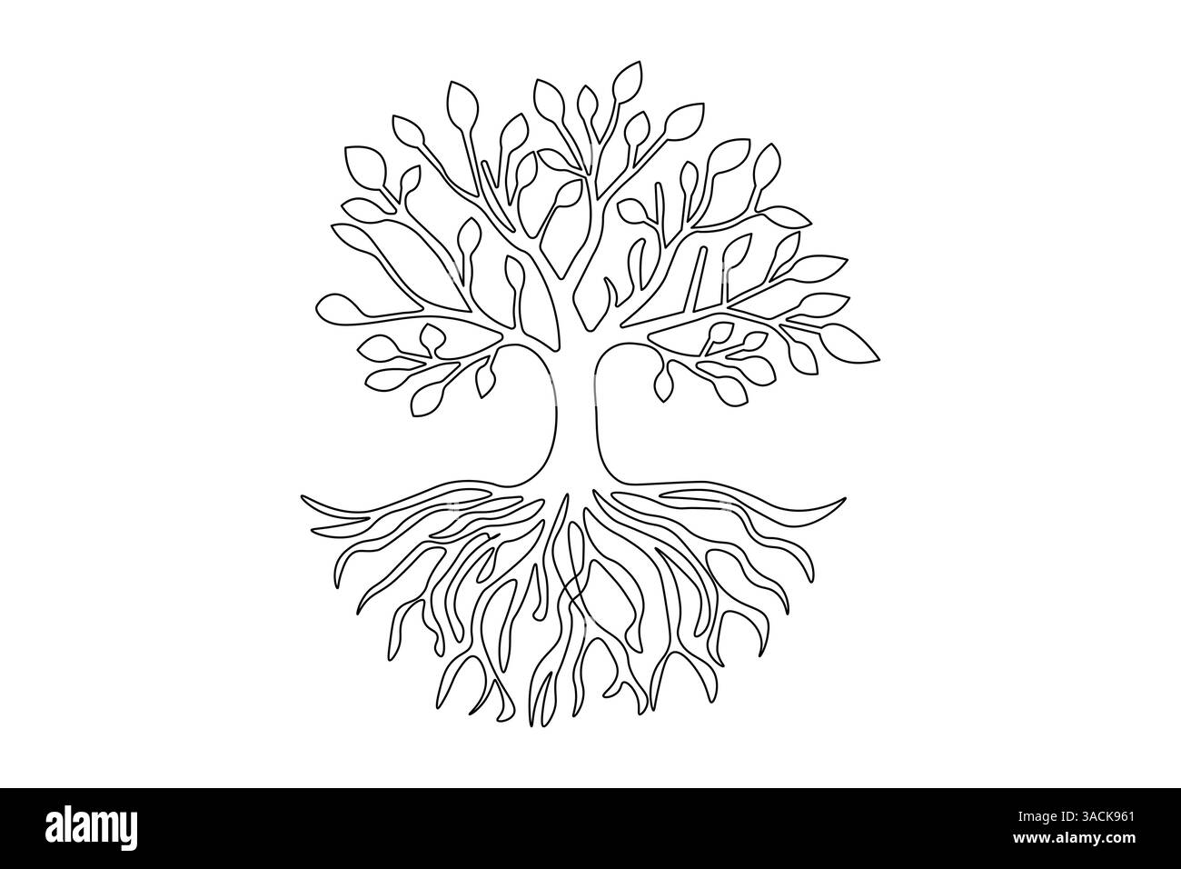 Tree roost one line drawing of minimalist vector icon with black and ...