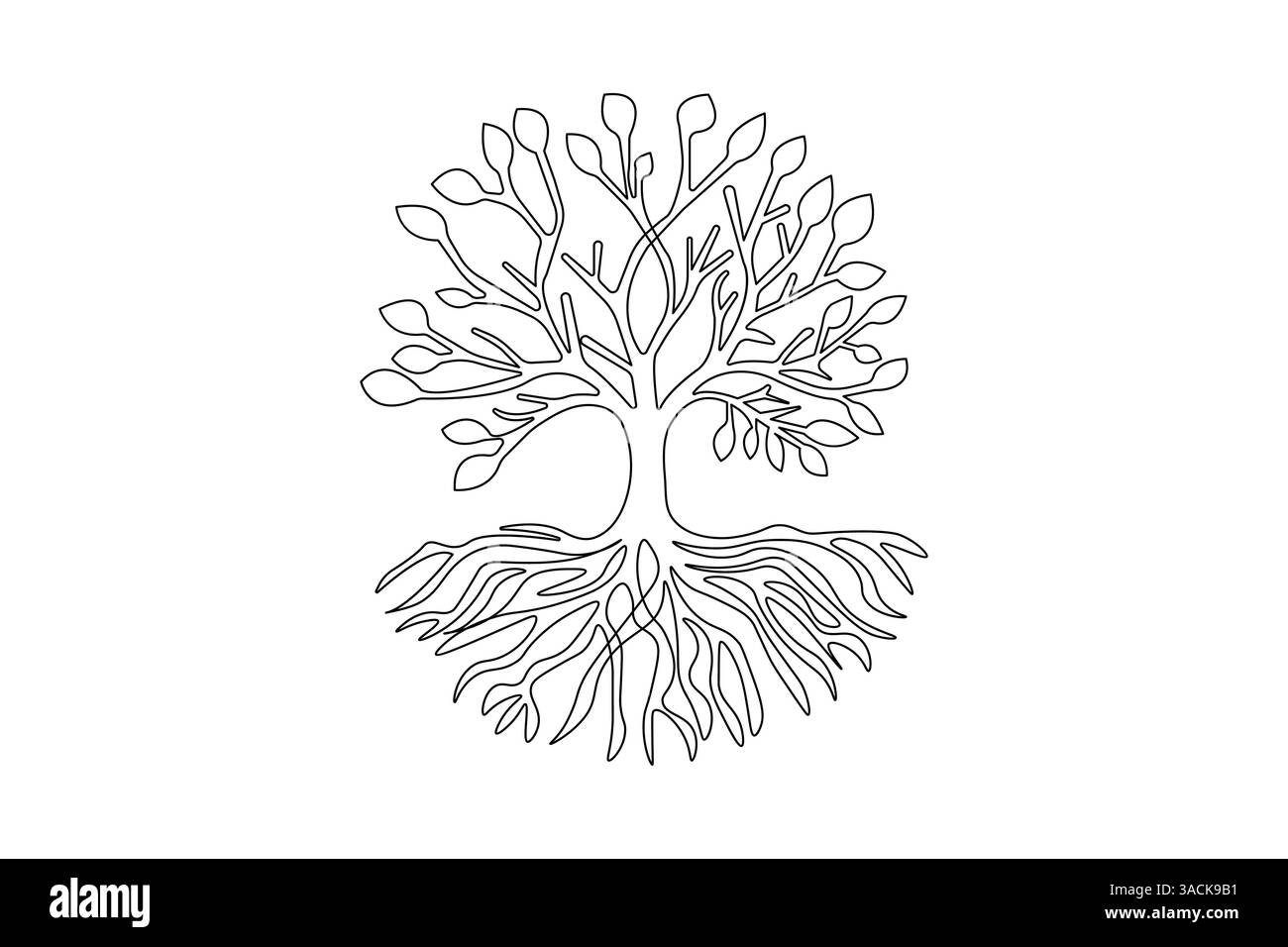 Tree roost one line drawing of minimalist vector icon with black and ...