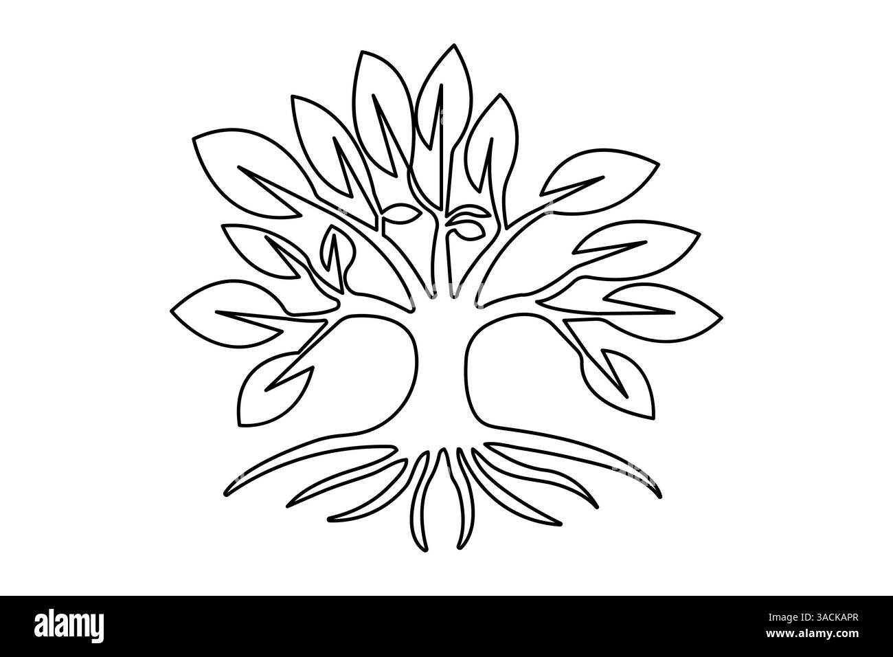 Tree roost one line drawing of minimalist vector icon with black and ...