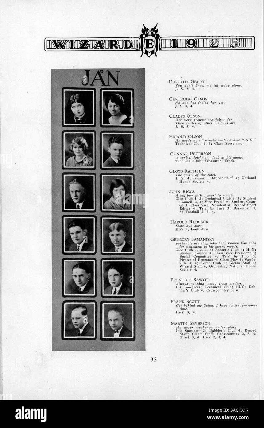 The 1925 Wizard Yearbook from Edison High School offers a snapshot of ...