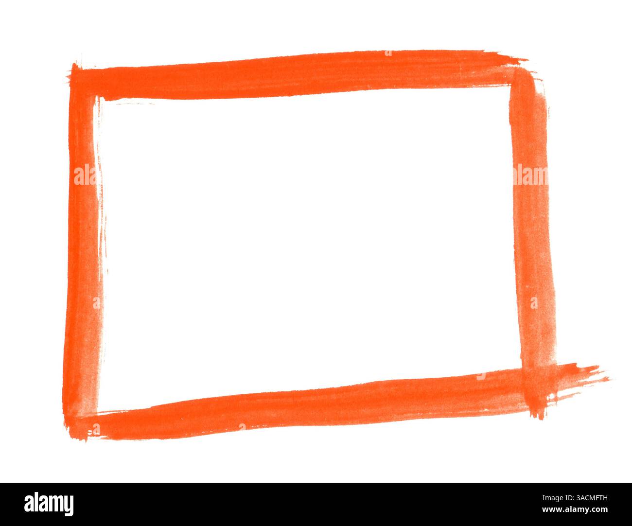 Hand-painted empty frame with red paint - painted with a brush Stock ...
