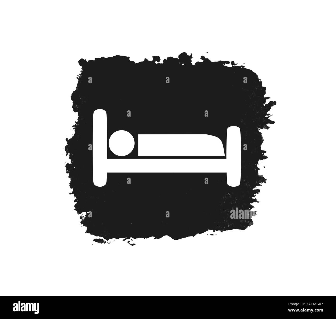 Black isolated color spot with bed symbol as a sign for hotel, overnight stay or booking Stock Photo