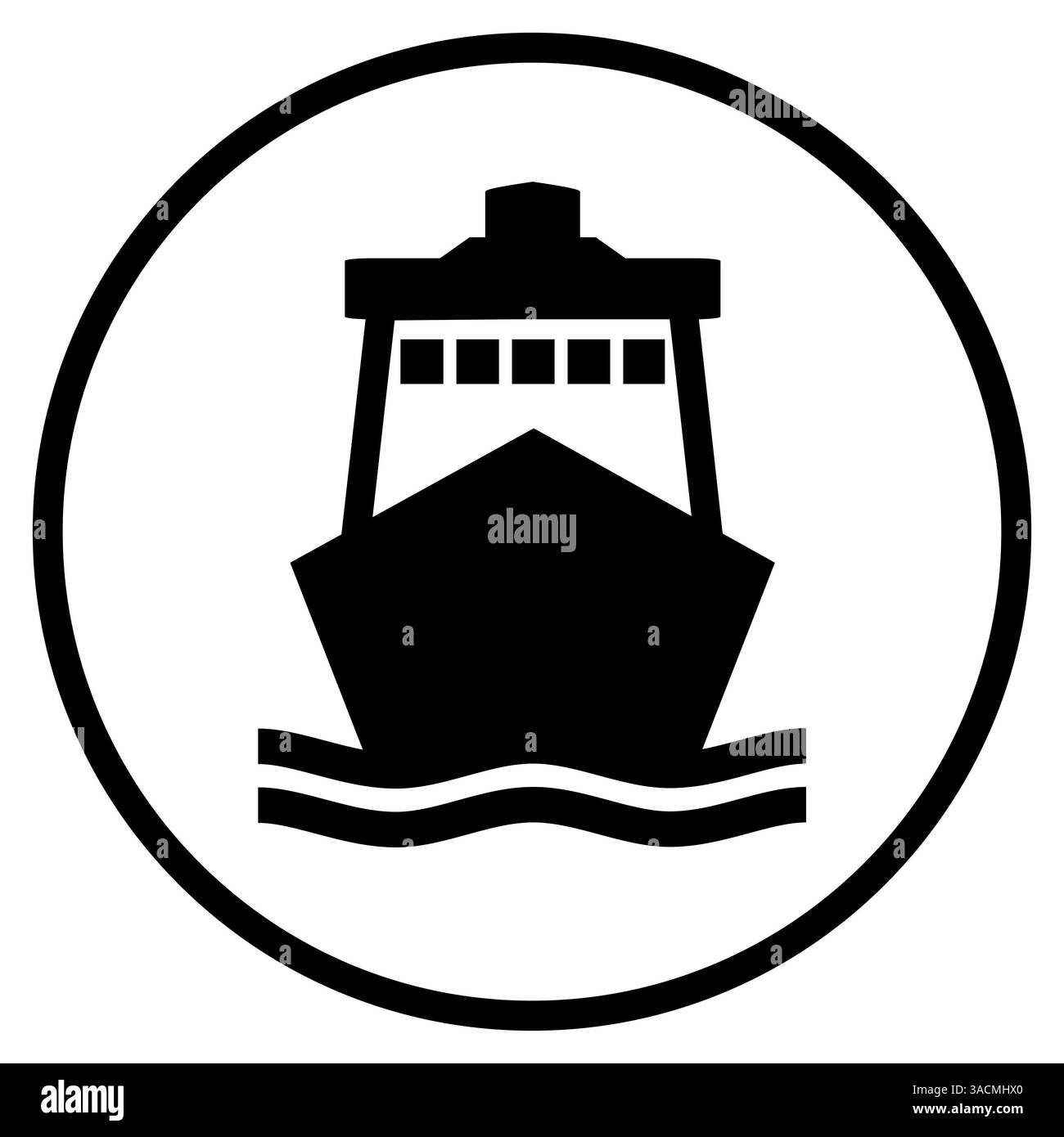 Ship symbol - flat icon in circle for cruise cargo ship or ferry Stock Photo