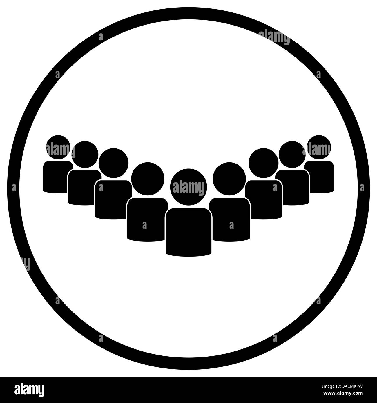 Group icon - Flat icon in a circle with many people as a sign of a ...