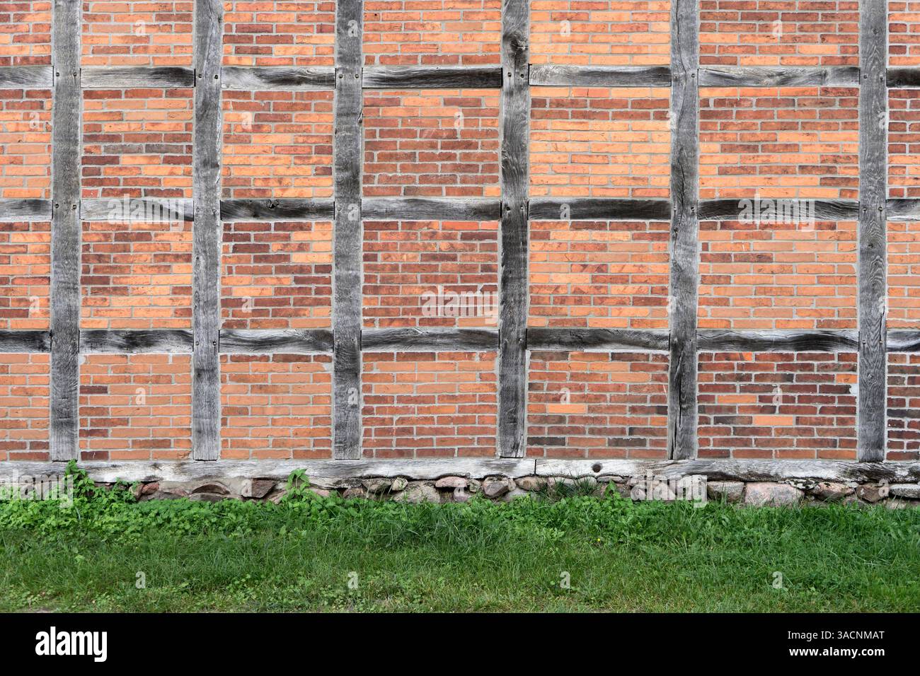 Background with half-timbered and brick wall, Stock Photo