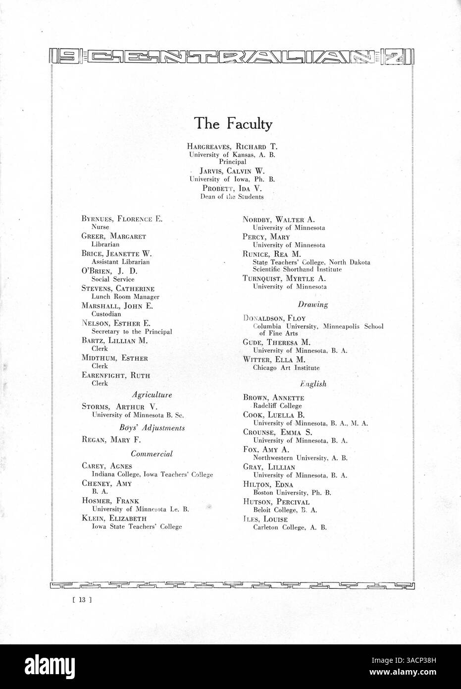 The 1921 Centralian Yearbook from Central High School documents the school year, featuring photos of students, teachers, and athletic teams, as well as social and cultural events. It provides insight into the educational and social environment of the 1920-1921 school year, including African American history. Stock Photo