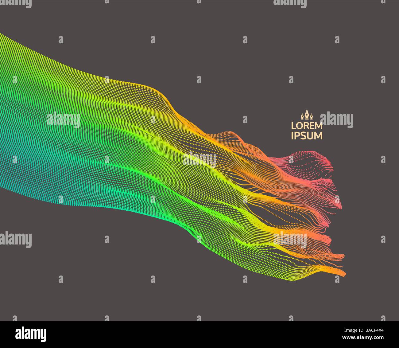 Array with dynamic particles. 3d futuristic technology style. Abstract background. Vector illustration. Stock Vector
