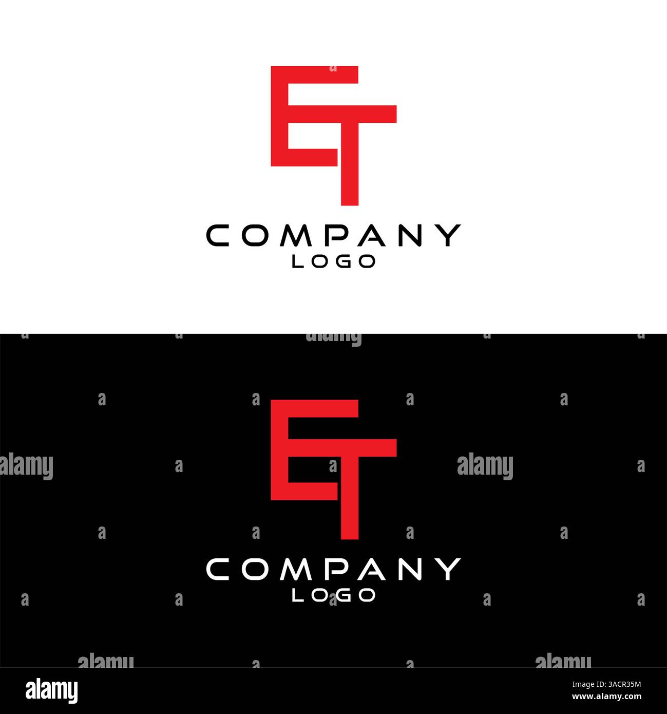 ET, TE letter company logo Template design vector Stock Vector