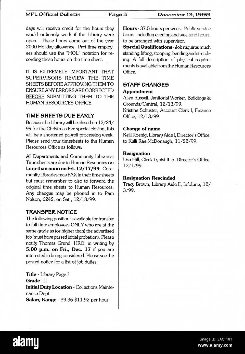 The 1999 Minneapolis Public Library Official Bulletin provides ...