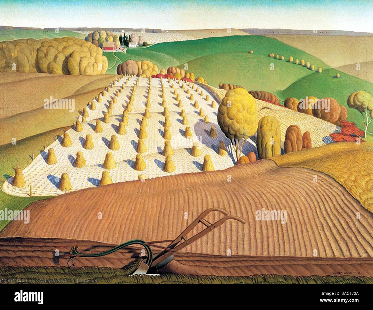 Fall Plowing, Grant Wood[27] Stock Photo - Alamy