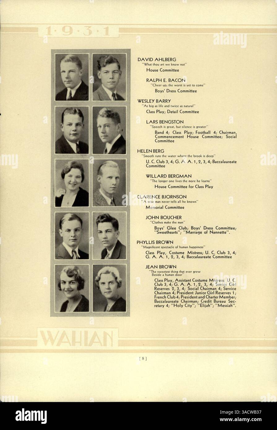 The 1931 Wahian yearbook from Washburn High School in Minneapolis ...