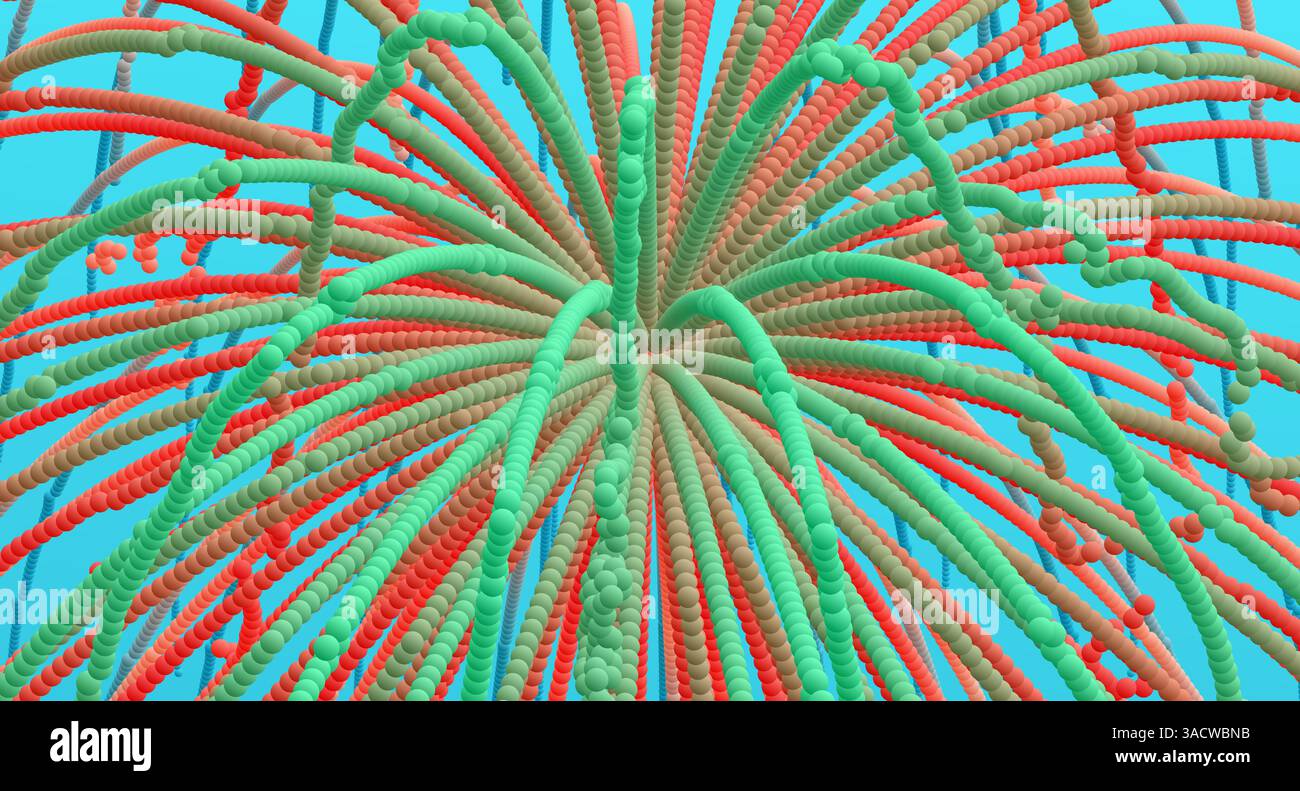 Array with dynamic emitted particles.  Abstract background. 3d vector illustration. Stock Vector