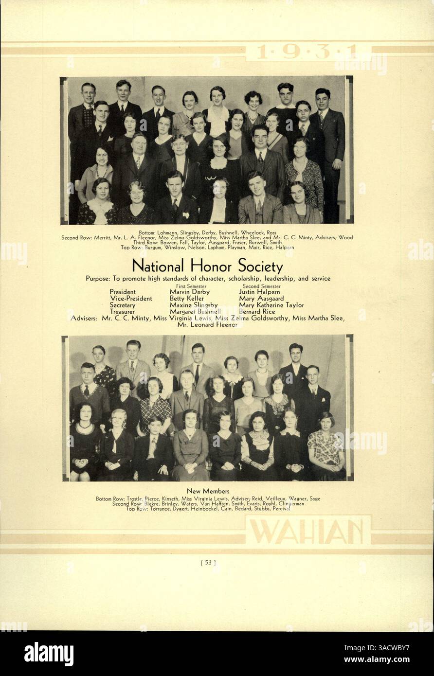 This 1931 Wahian yearbook from Washburn High School documents student ...
