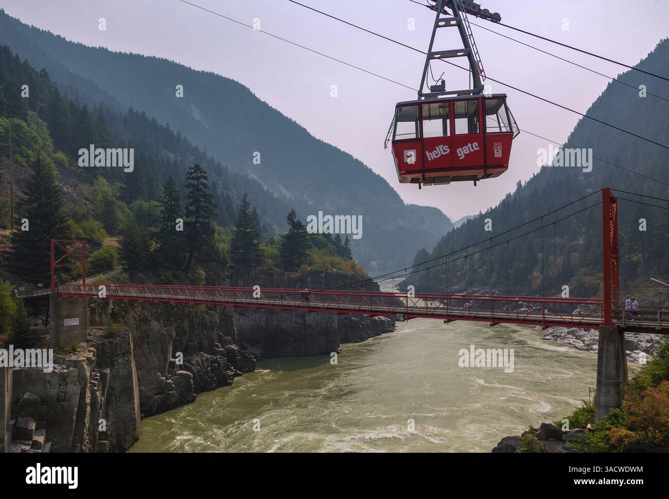 Fraser Canyon, Hell's Gate Airtram, Suspension Bridge, British Columbia, Canada Stock Photo