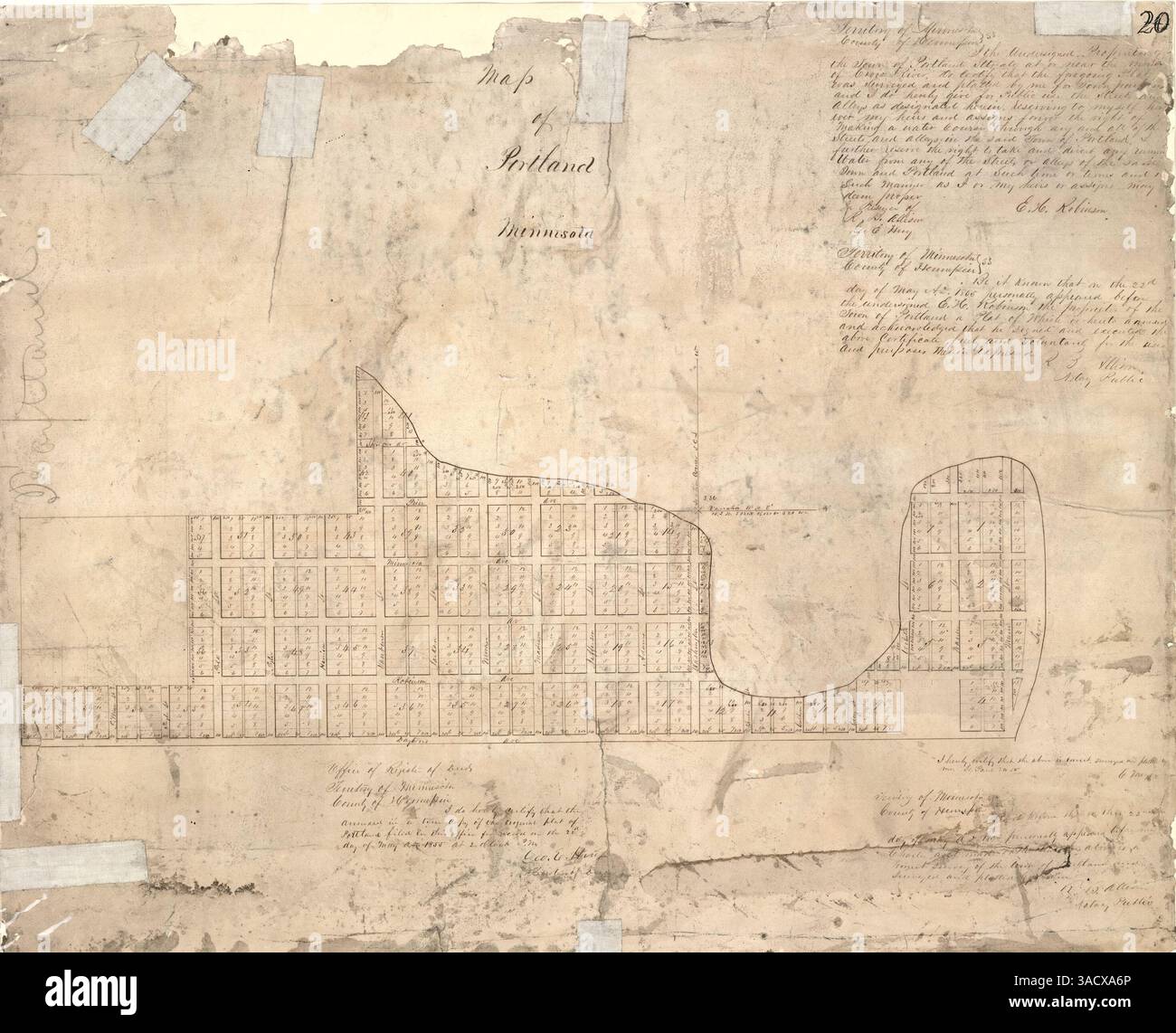 A historical map of Portland, Minnesota, a town that once existed along ...