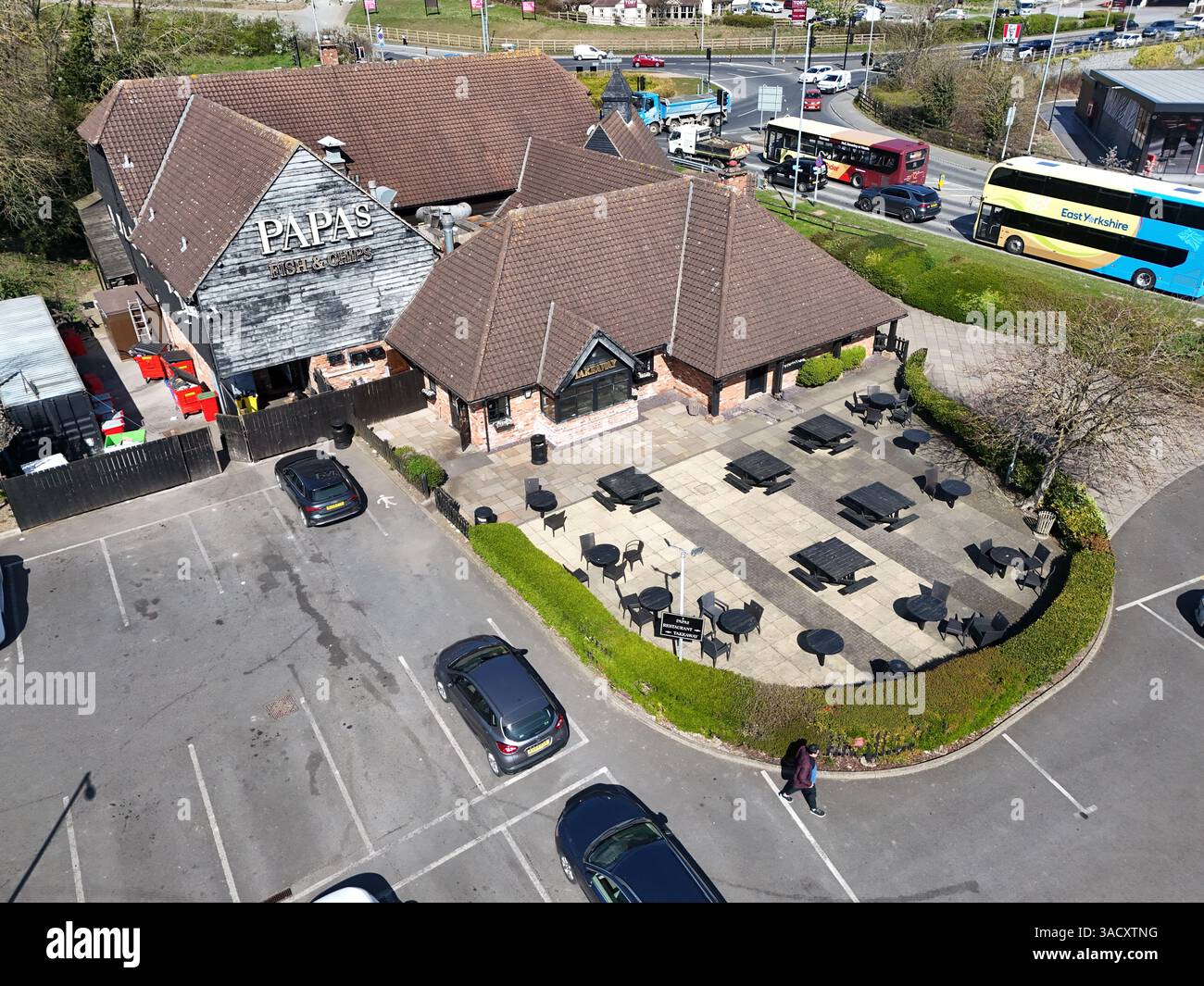 Aerial view of Papa's Fish & Chips fast food outlet and restaurant ...