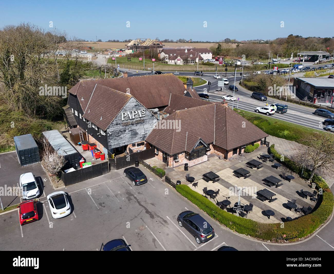Aerial view of Papa's Fish & Chips fast food outlet and restaurant ...
