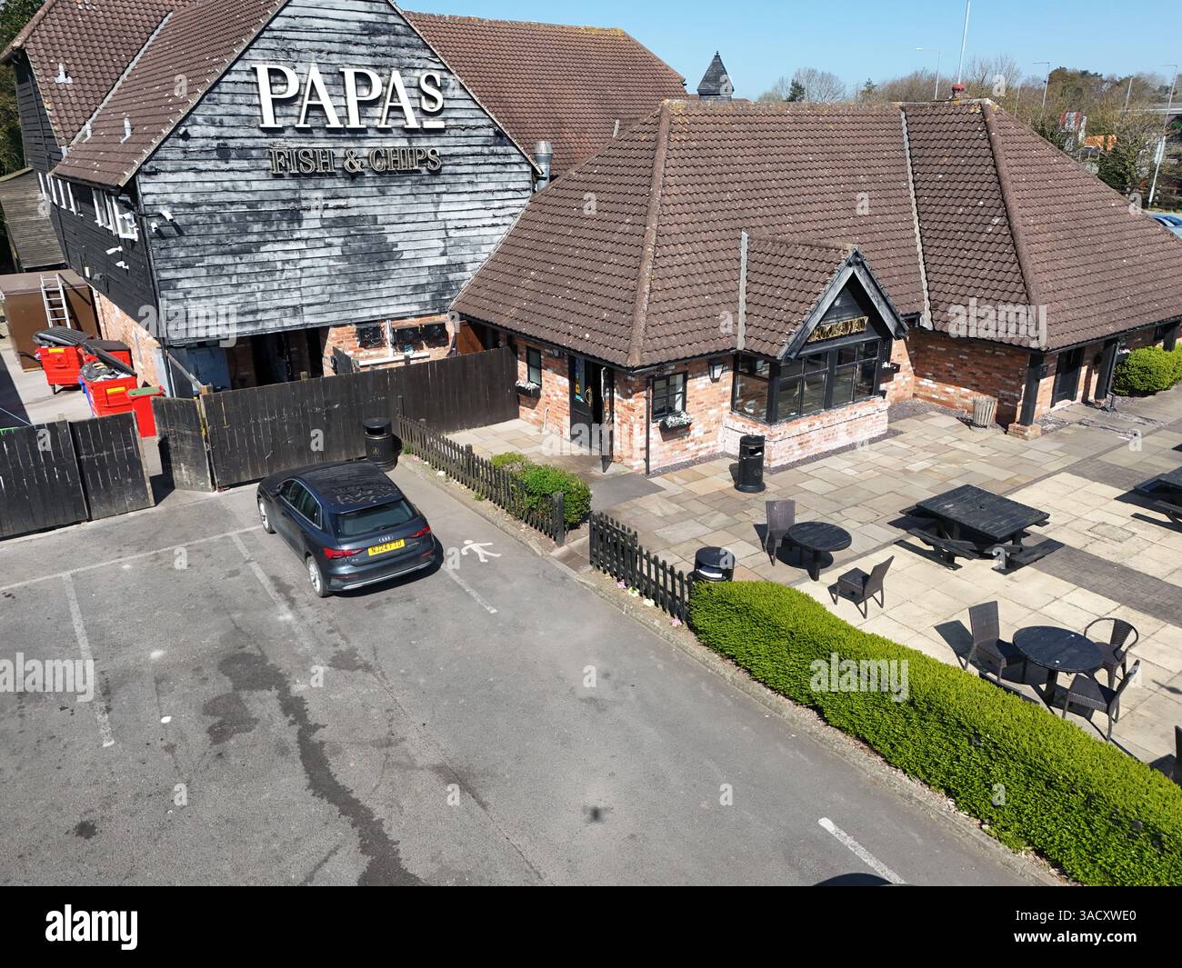 Aerial view of Papa's Fish & Chips fast food outlet and restaurant ...