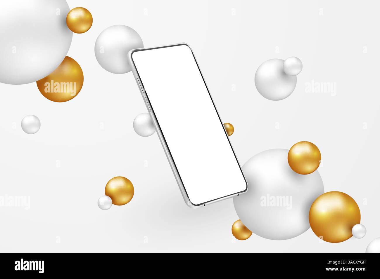 White realistic vector smartphone mockup. 3d mobile phone with blank ...