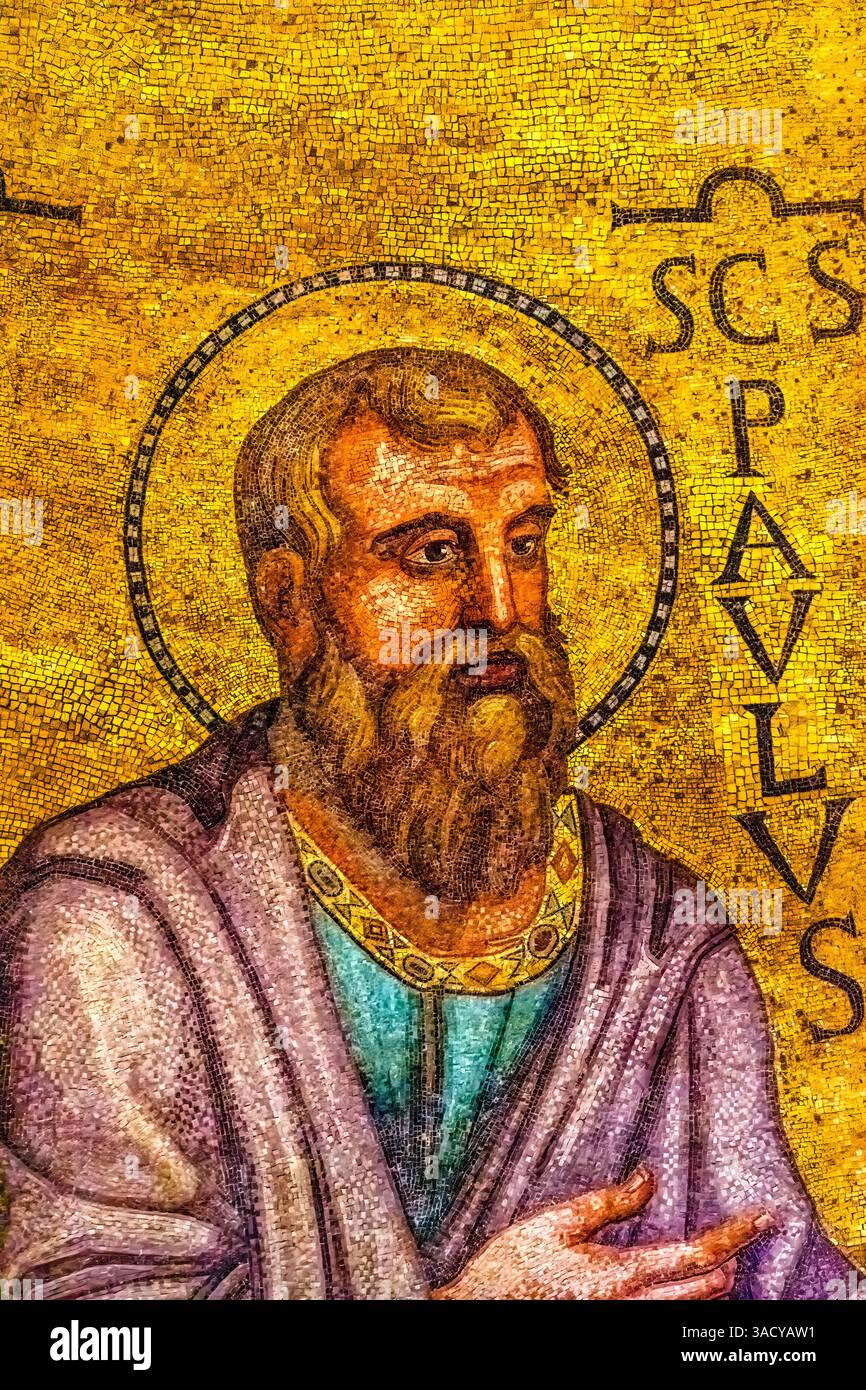 Ancient Saint Paul mosaic, Papal Basilica of Saint Paul, Rome, Italy ...