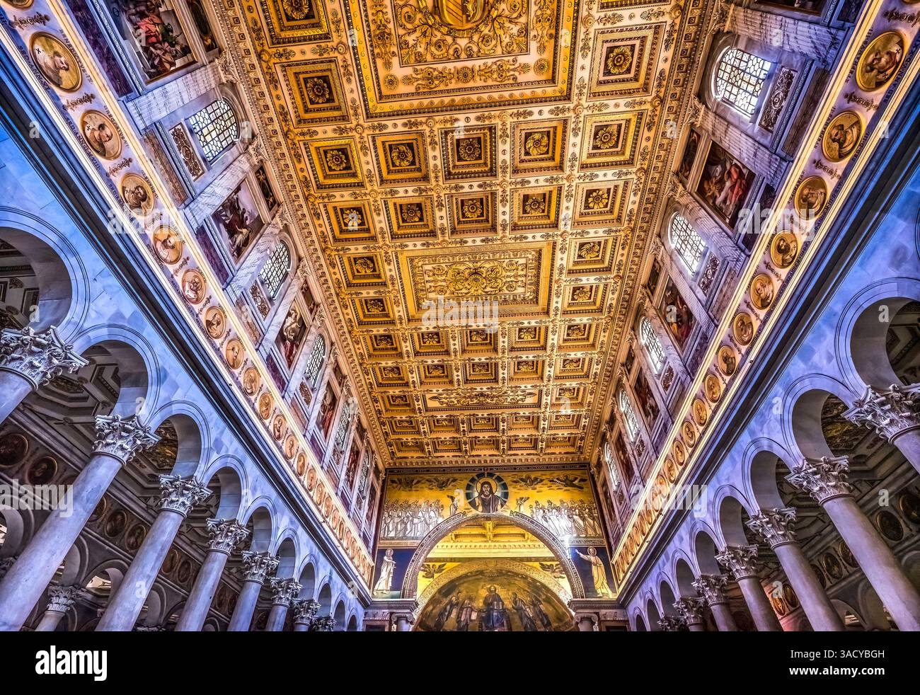Saint Paul Column Rome Long columns, Papal Basilica of Saint Paul, Rome, Italy. One of 4 Papal ...
