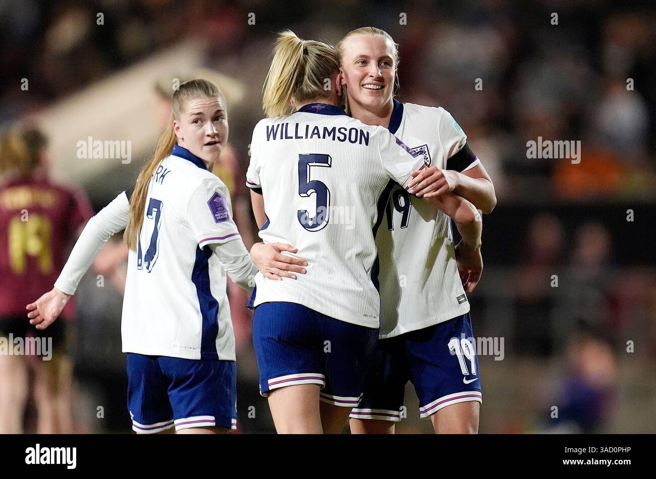 England's Aggie Beever-Jones (right) celebrates with team-mates after ...