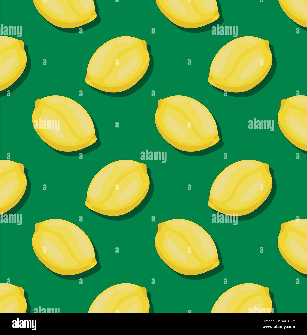Pattern with fresh lemons on green background. Creative concept Stock Vector
