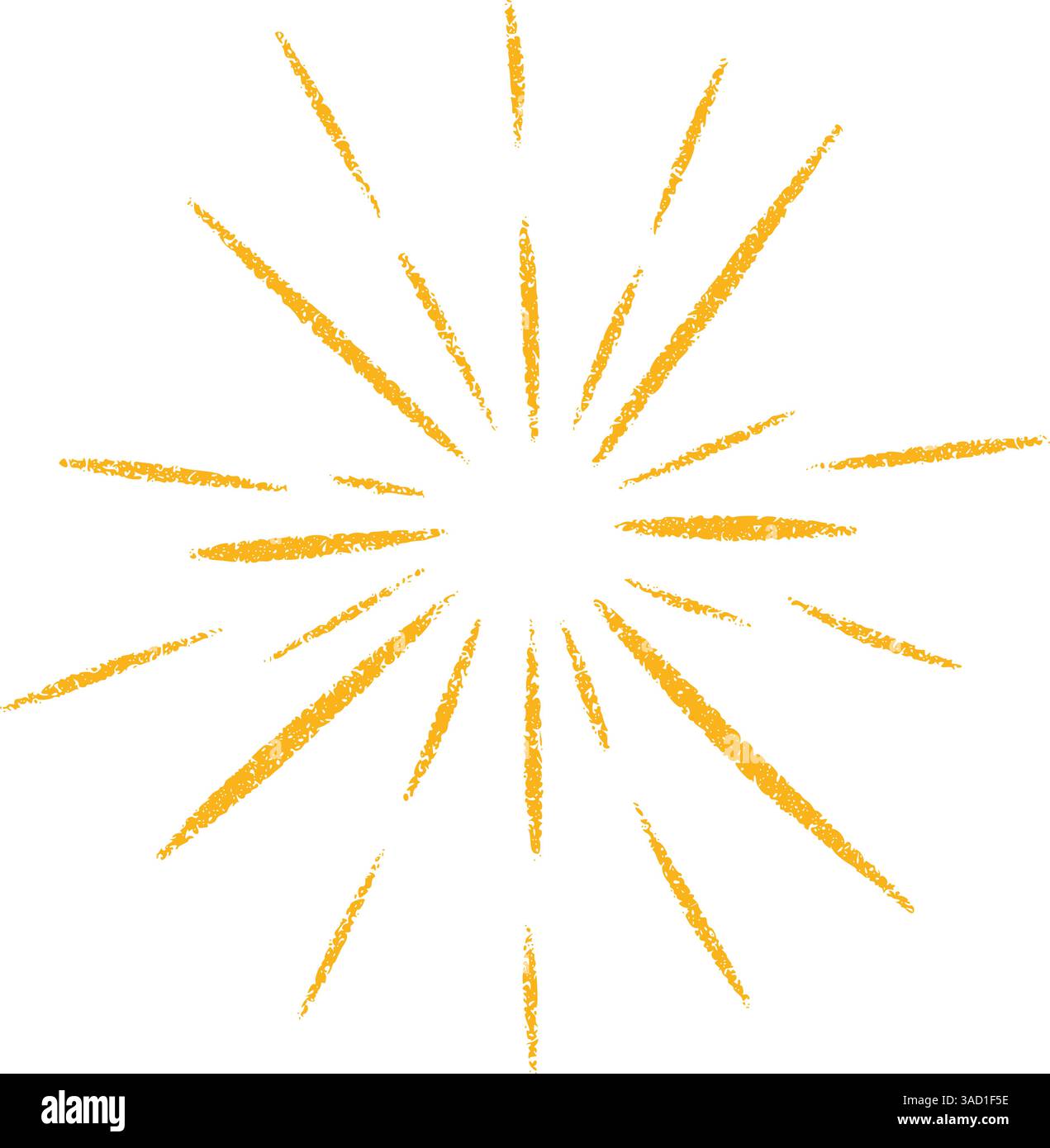 Radiating solar emblem with luminous flare patterns. Circular energy motif showcasing dynamic beams. Flat vector illustration isolated on white Stock Vector