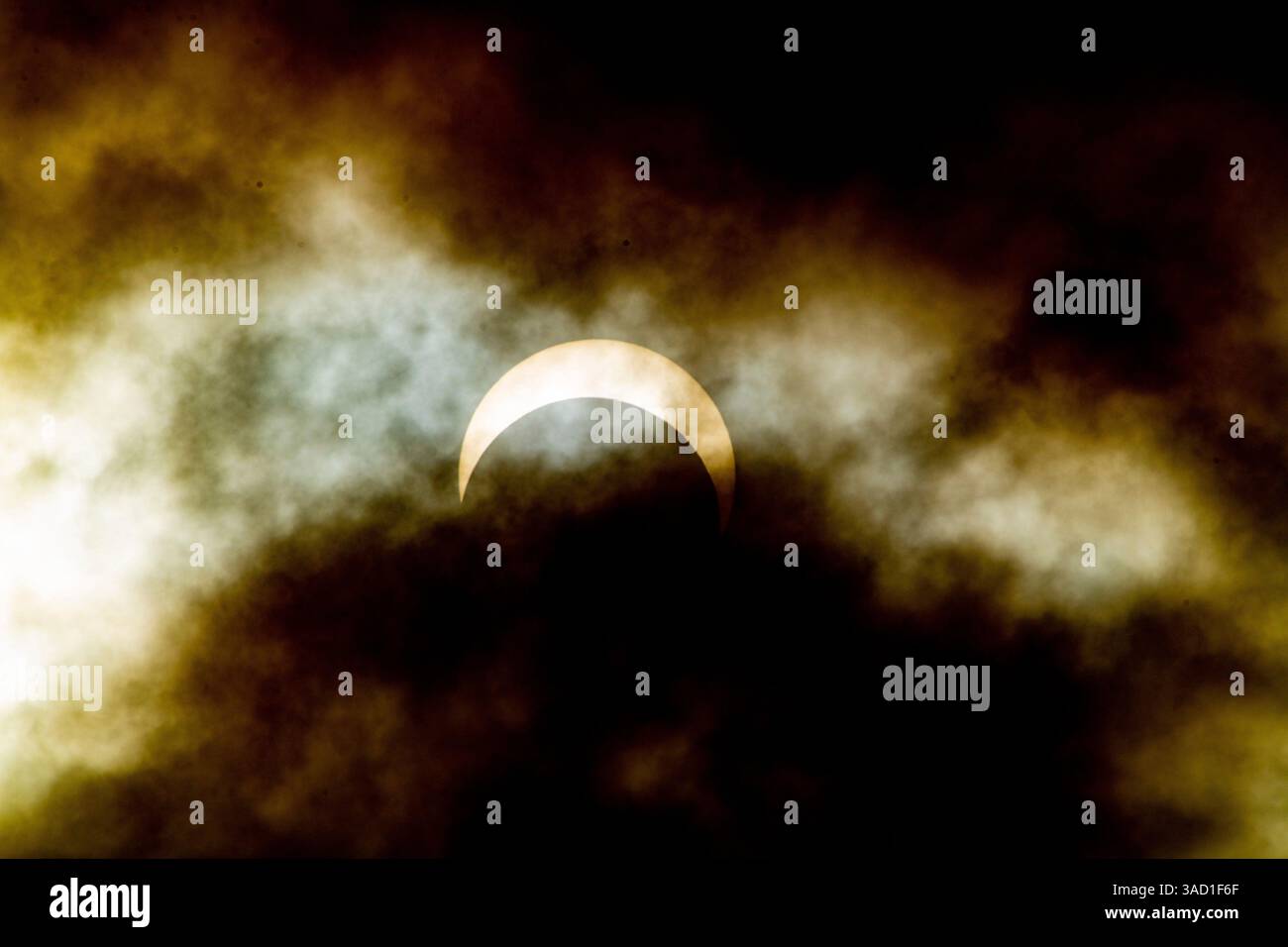 USA, Nevada, Winnemucca. Annular Solar Eclipse, Three-quarters Stock Photo