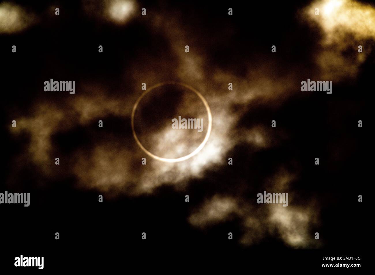 USA, Nevada, Winnemucca. Annular Solar Eclipse, Fully Covered Stock Photo