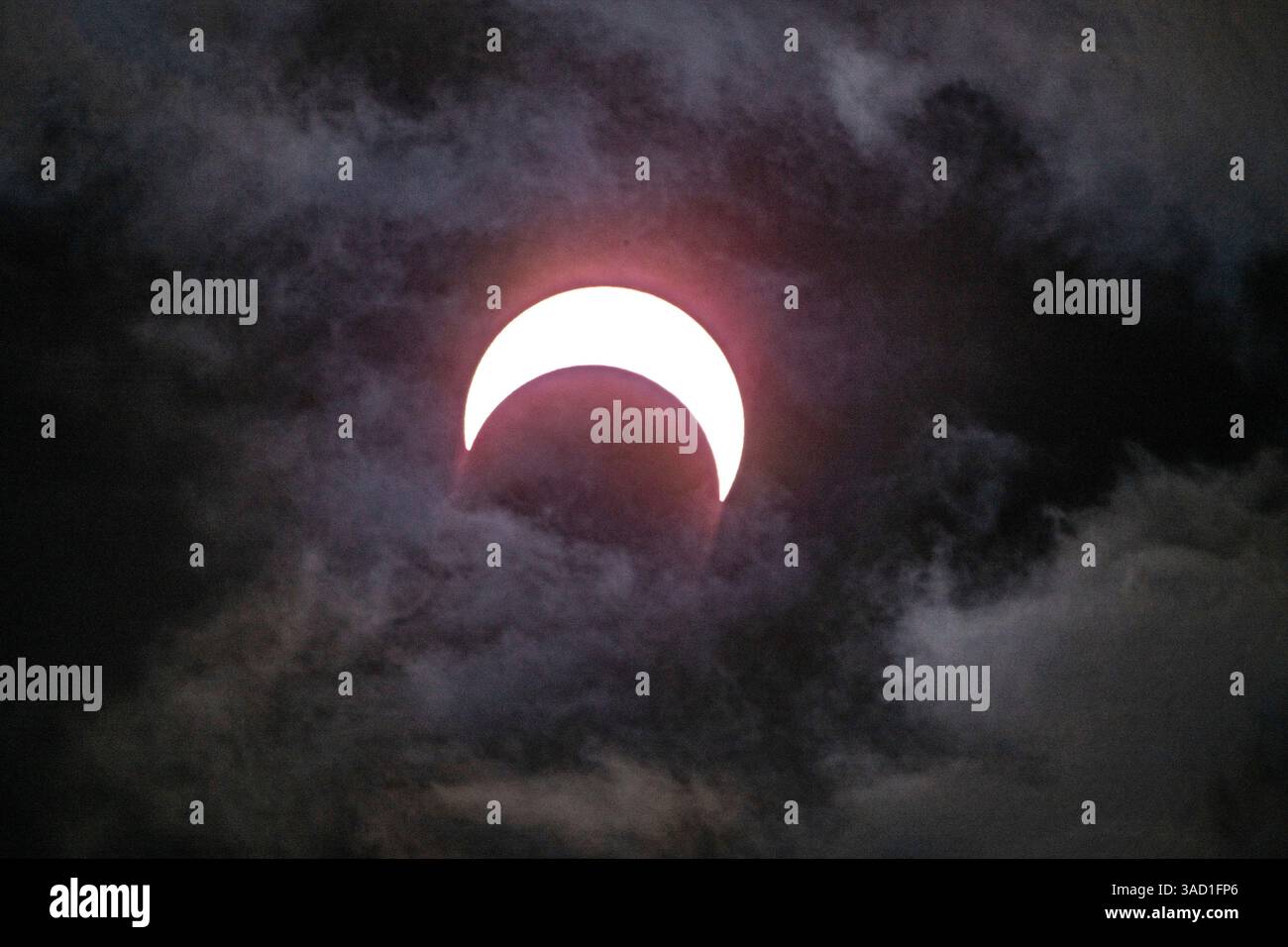 USA, Nevada, Winnemucca. Annular Solar Eclipse Stock Photo