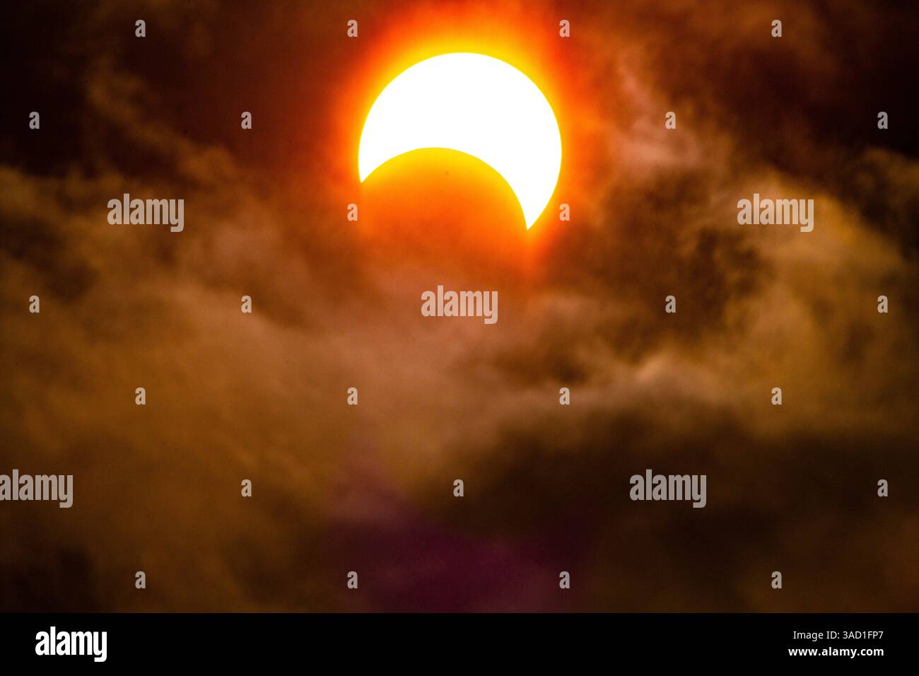 USA, Nevada, Winnemucca. Annular Solar Eclipse. Stock Photo