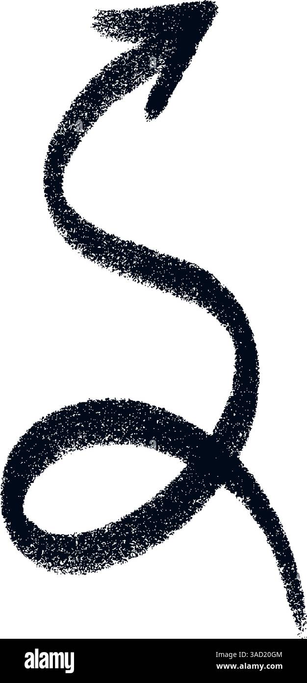 Doodle emphasis arrow icon. Design quirky twist zigzag line, spring ...
