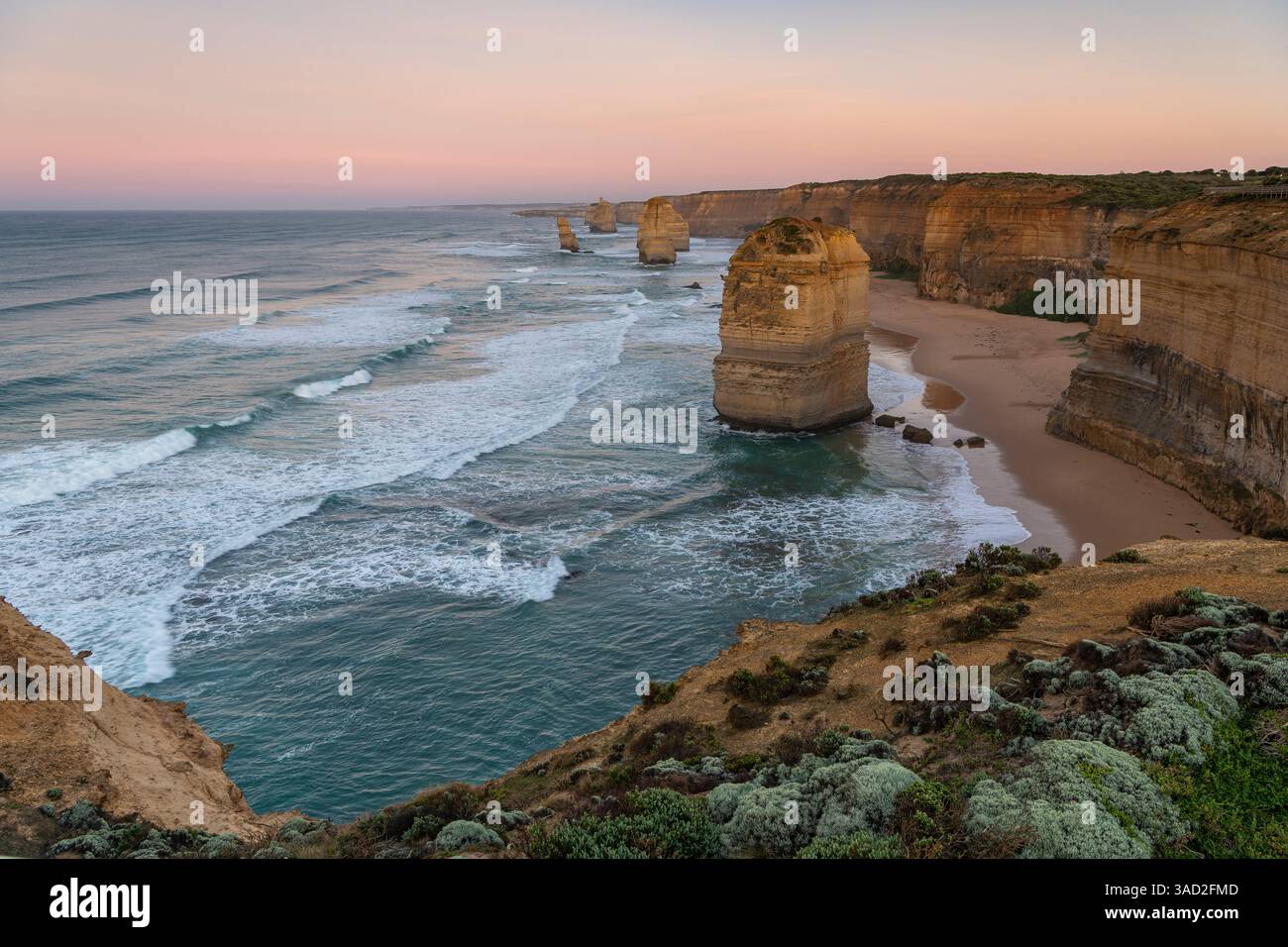 The Great Ocean Road is a 243 km long road that runs along Australia's