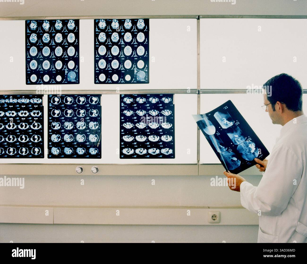 Doctor Looking at X-ray Stock Photo