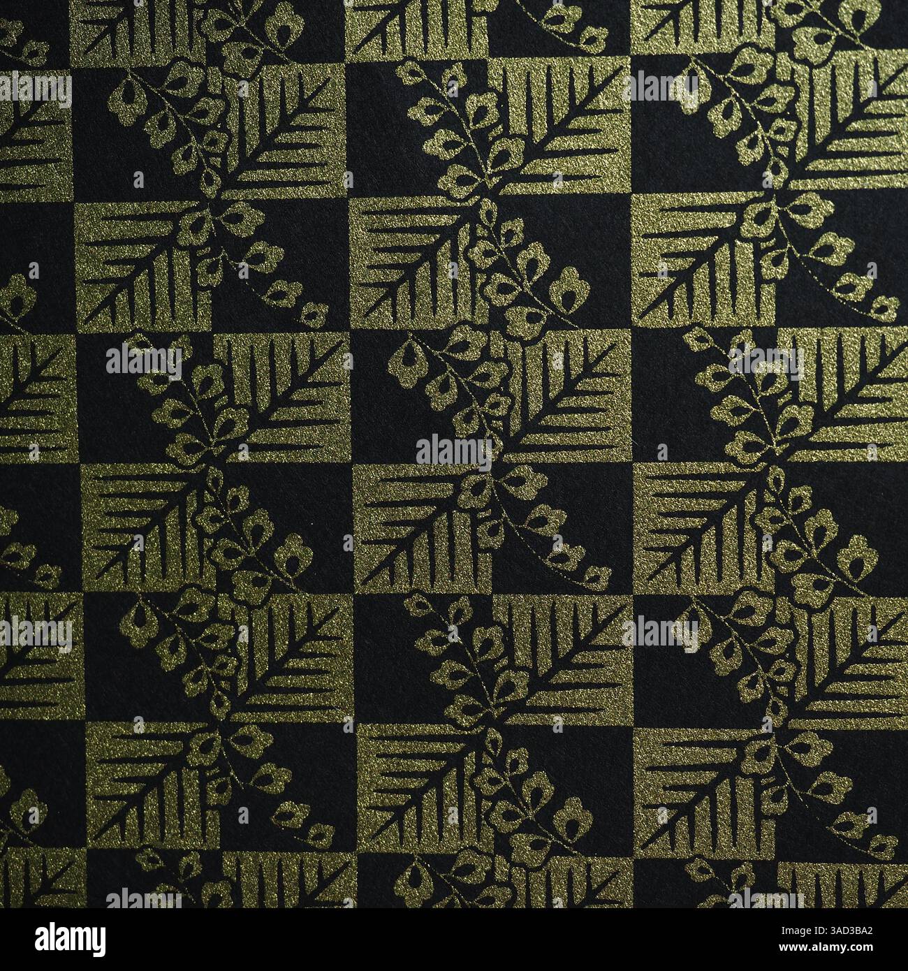 Traditional Japanese patterns -black and gold botanical theme Stock ...
