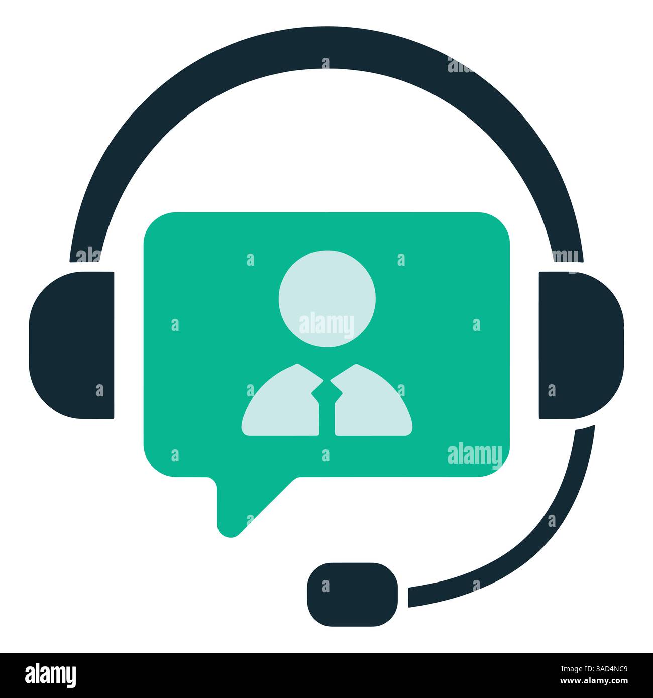 Helpdesk icon with headset and speech bubble. Customer support symbol, hotline communication emblem, assistant operator badge. Flat modern vector desi Stock Vector