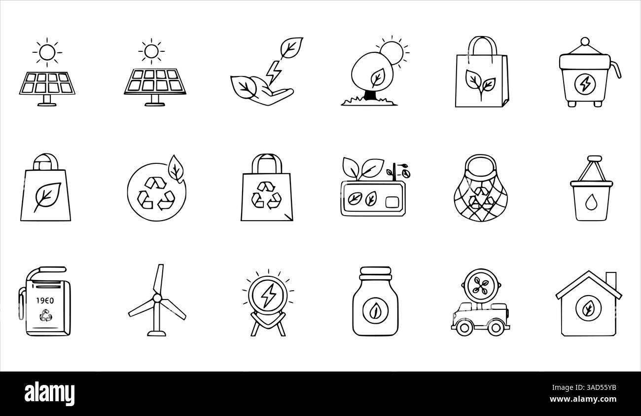Ecology icons set. Outline set of ecology vector icons for web design ...