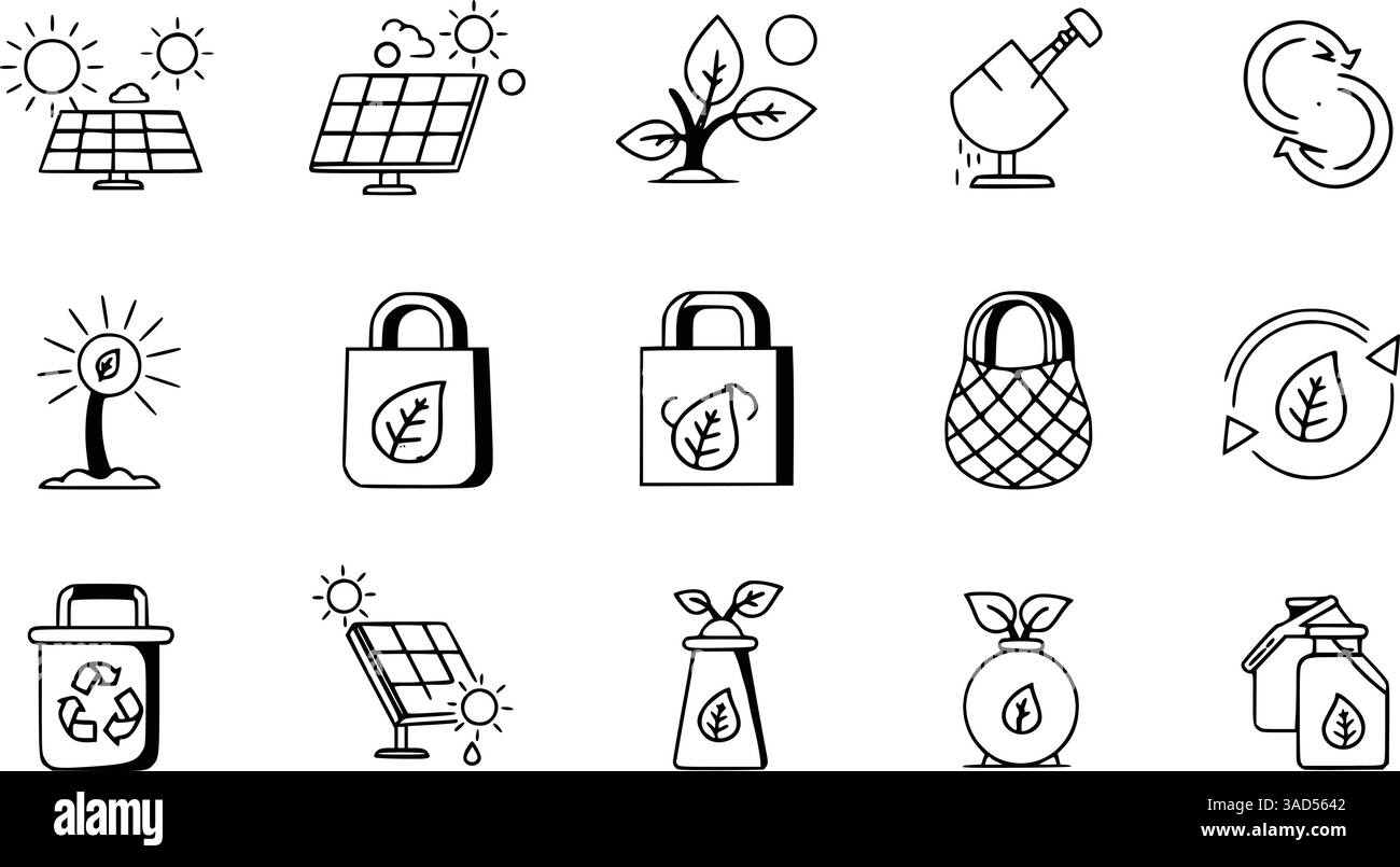 Ecology icons set. Outline set of ecology vector icons for web design ...