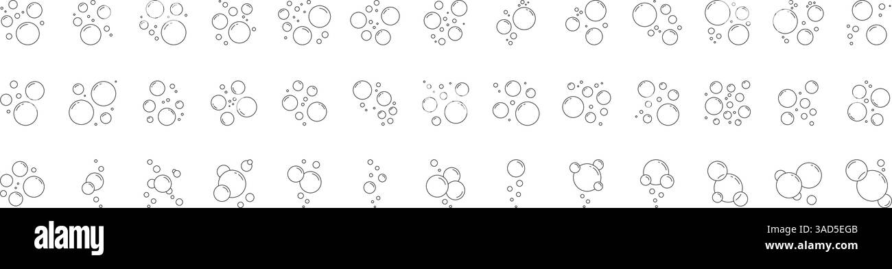Soap Bubbles Line Icon Set. Cluster Of Various Sized Floating Soapy Air ...
