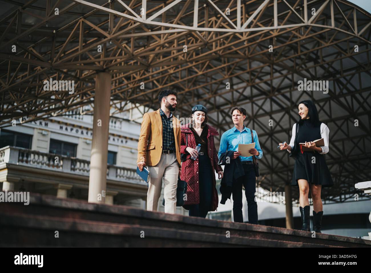 Business people walking in urban city environment after meeting Stock ...