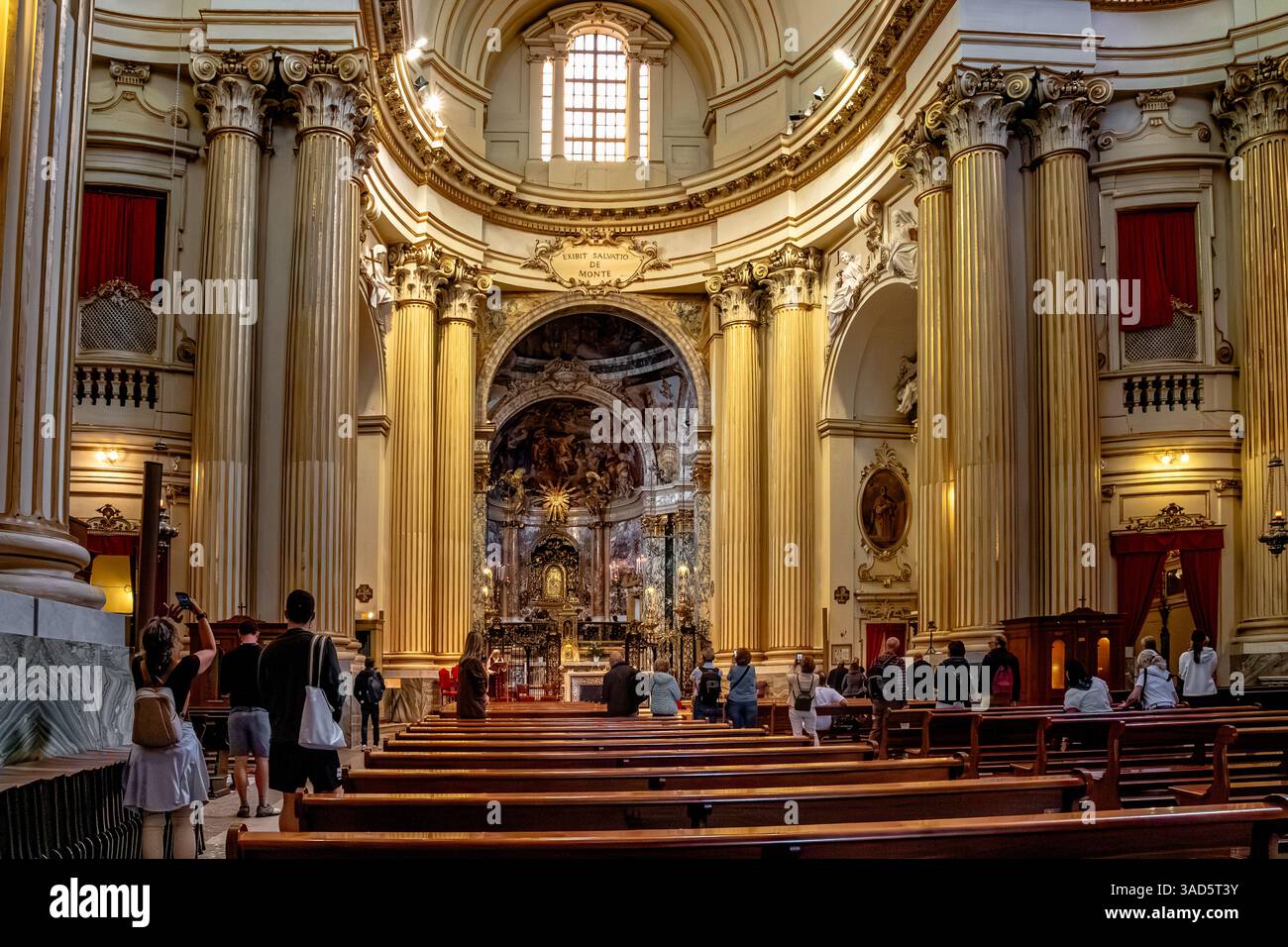 People  inside The Sanctuary of the Madonna di San Luca, a basilica church located on Colle della Guardia , a hill in Bologna ,Italy Stock Photo