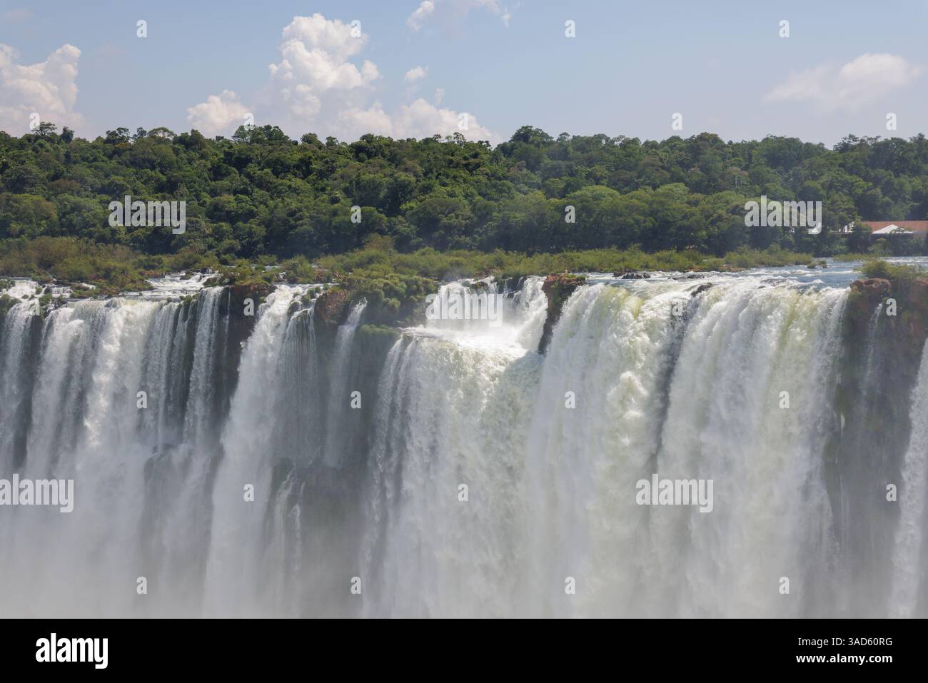Panoramic view of Devil's Throat waterfall at Iguazu Falls in Argentina. Stock Photo