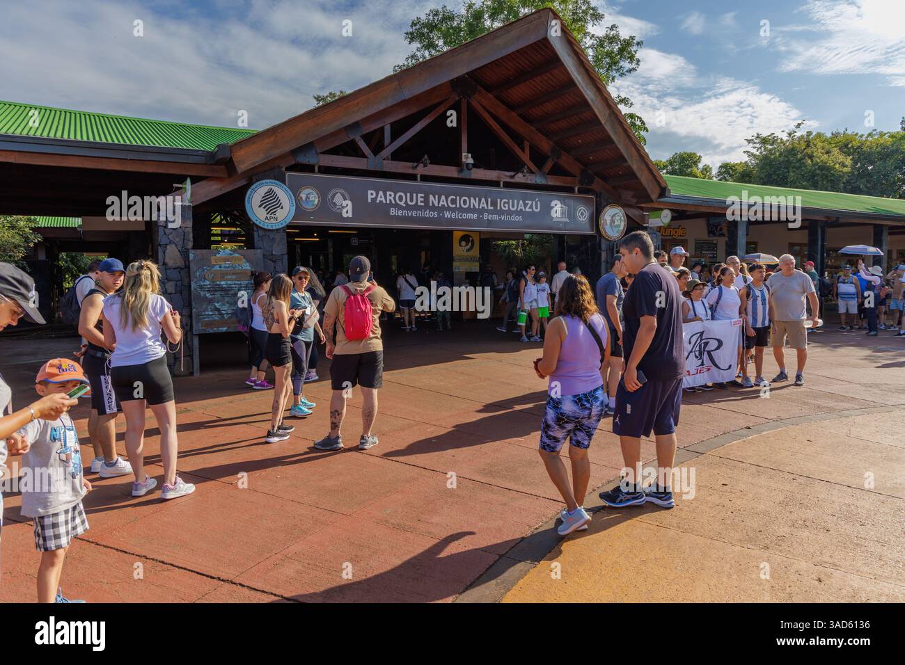 Puerto Iguazu, Misiones, Argentina - April 2nd, 2025: Entrance to Iguazu National Park. Stock Photo