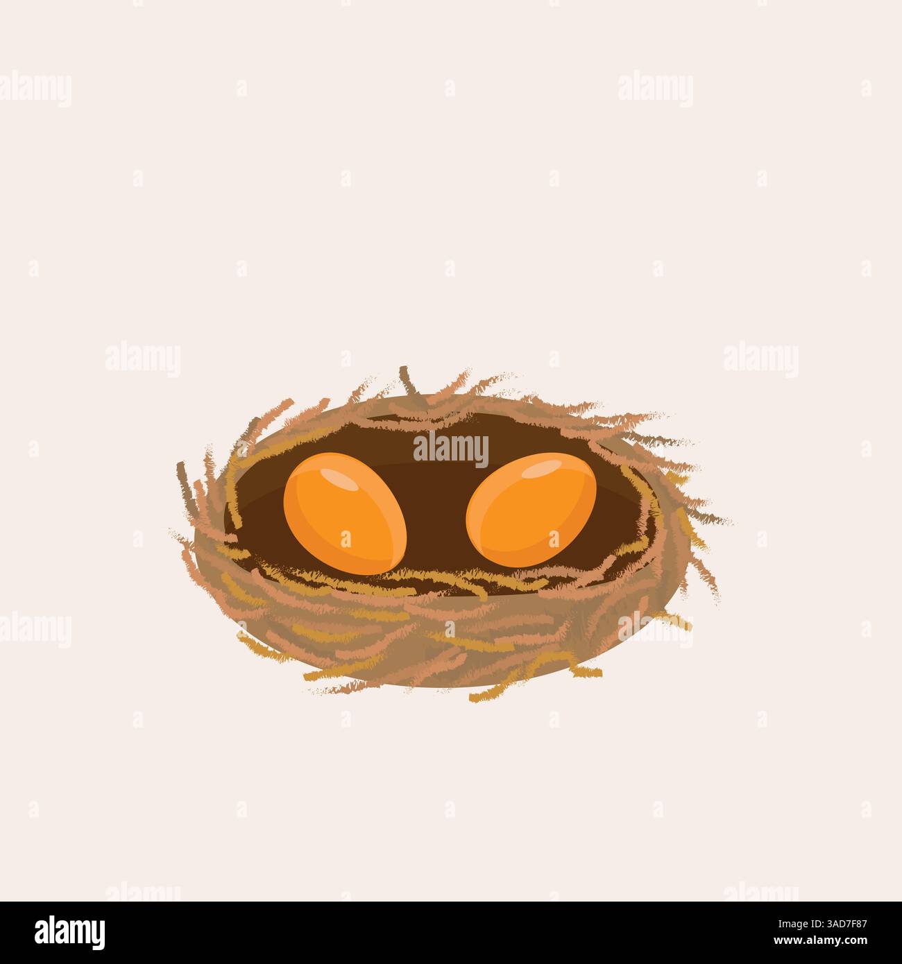 Nest of eggs flat design isolated, easter. Stock Vector
