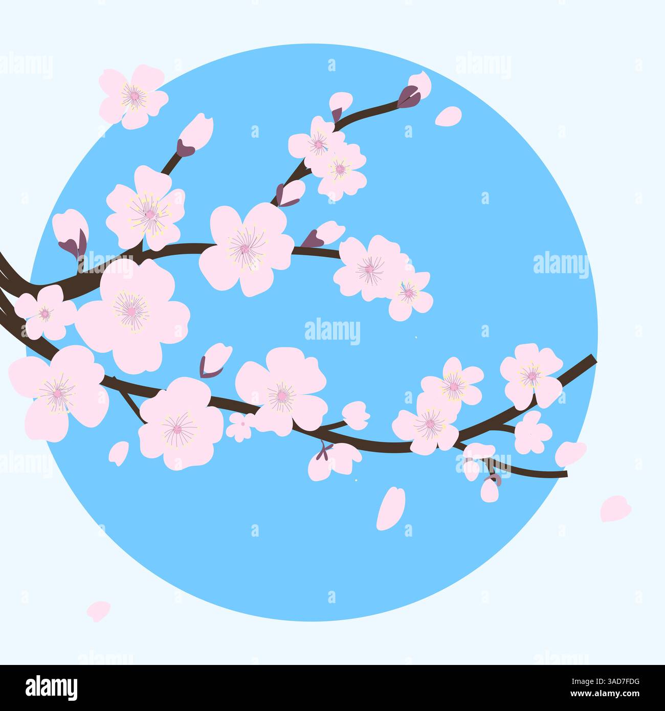 Sakura vector flat design , japanese blooming, bloom tree spring Stock Vector