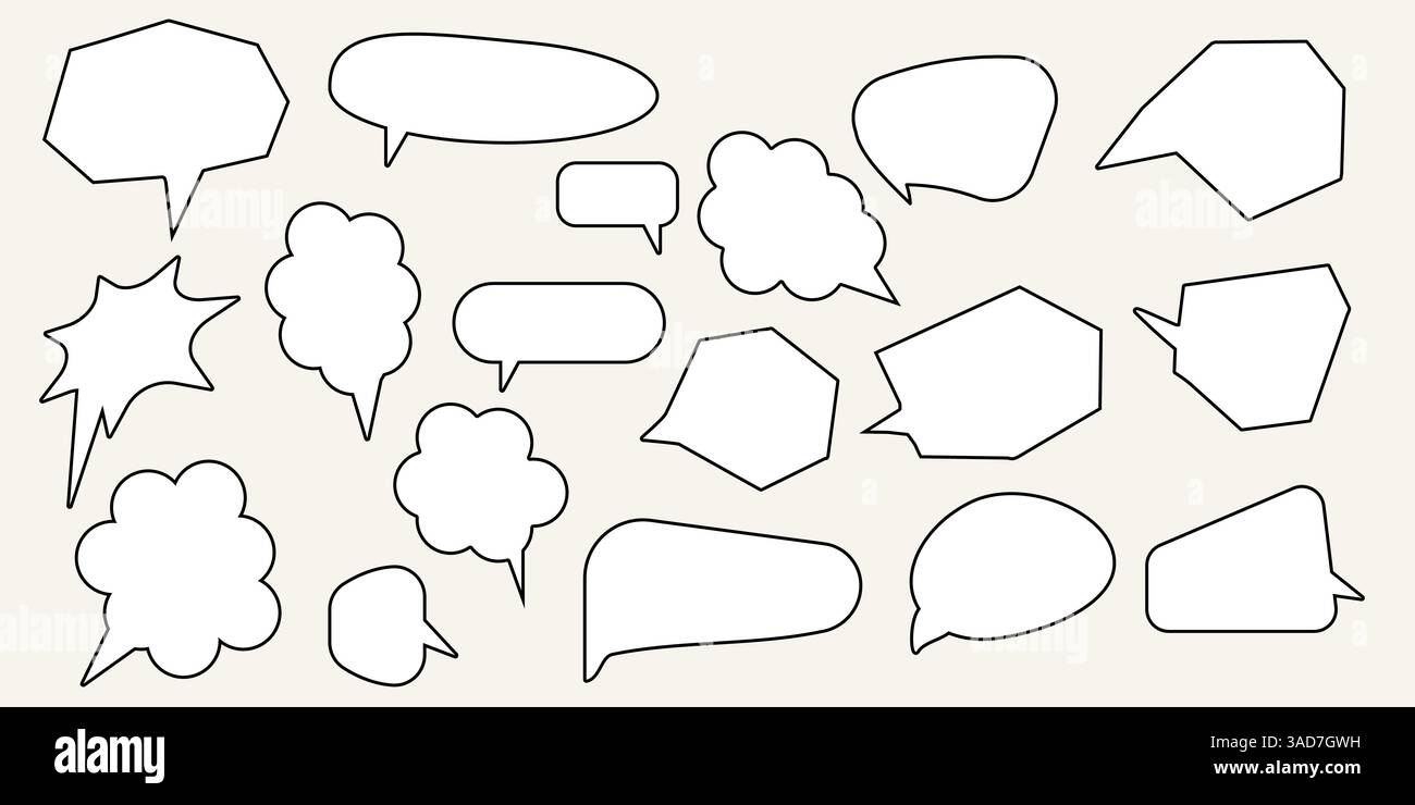 Set of  speech black bubbles,manga, chat speech or dialogue Stock Vector